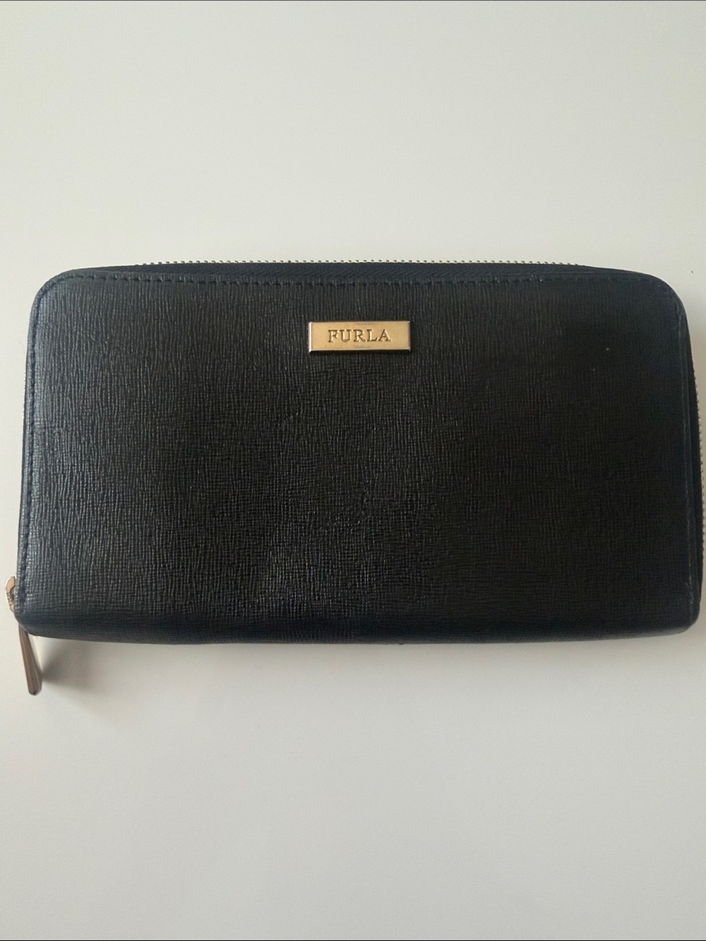 Furla Black Saffiano Leather Babylon Zip Around Continental Wallet